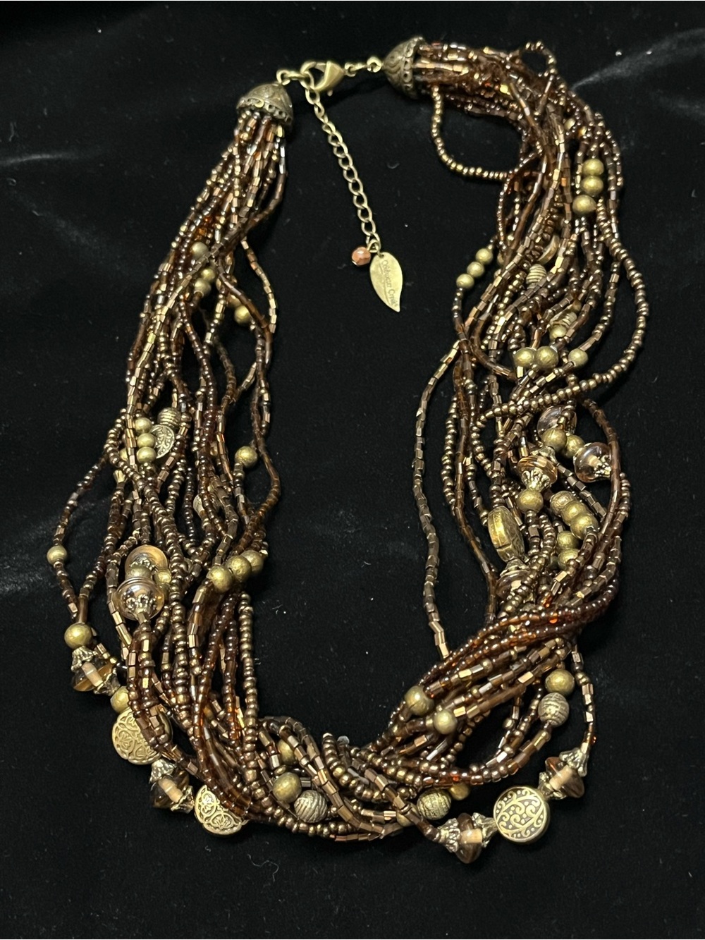 Coldwater Creek Multi-Strand Bronze and Antique Gold Beaded Necklace